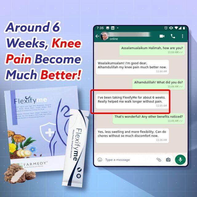 Customer: knee pain much better after 6 weeks, can walk longer without pain
