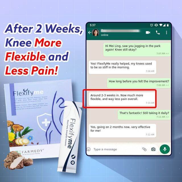 Customer: knee more flexible and less pain after 2 weeks