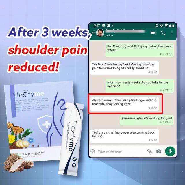 Customer: shoulder pain from badminton reduced after 3 weeks