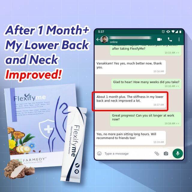 Customer: lower back and neck stiffness improved after 1 month