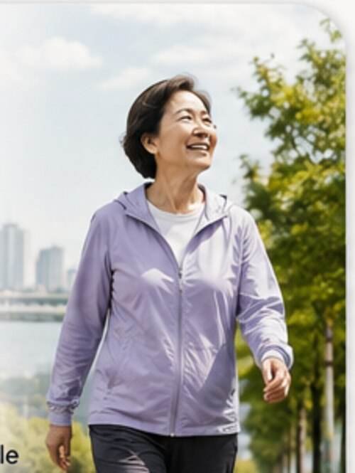 Woman enjoying a comfortable morning walk