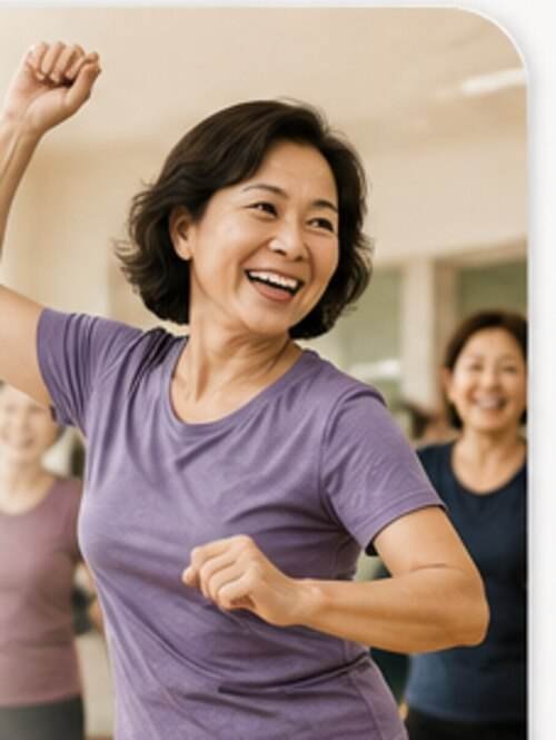 Woman dancing at a Zumba class